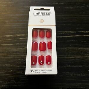 imPRESS Red Press-On Nails with Silver Accents